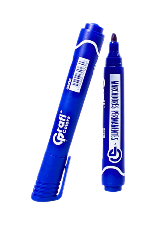 Marcador Grafi Colors Permanente Azul x 12 Unidades