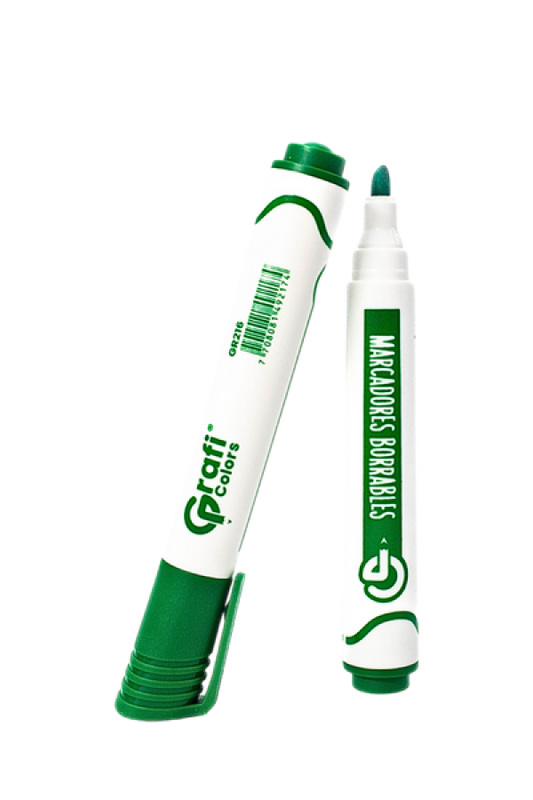 Marcador Grafi Colors Borrable Verde x 12 Unidades