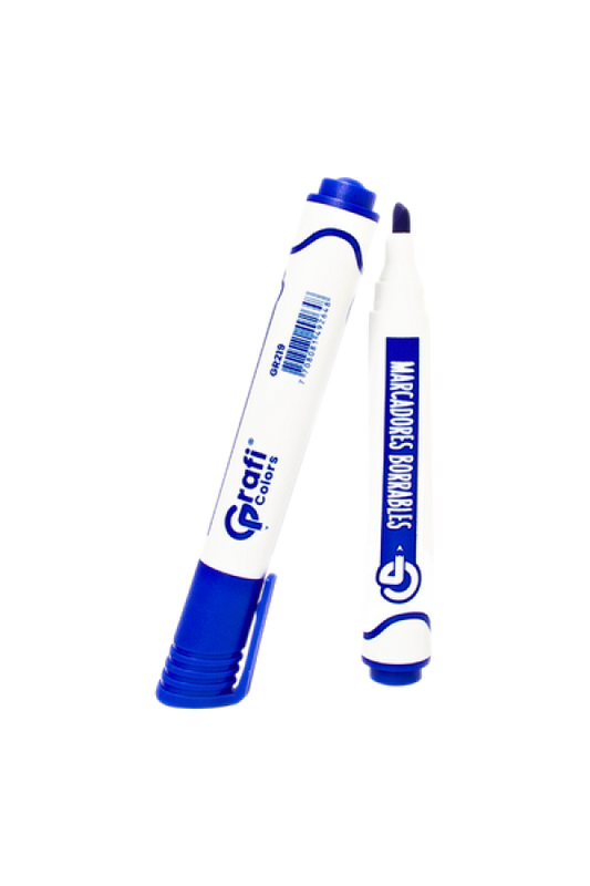 Marcador Grafi Colors Borrable Azul x 12 Unidades