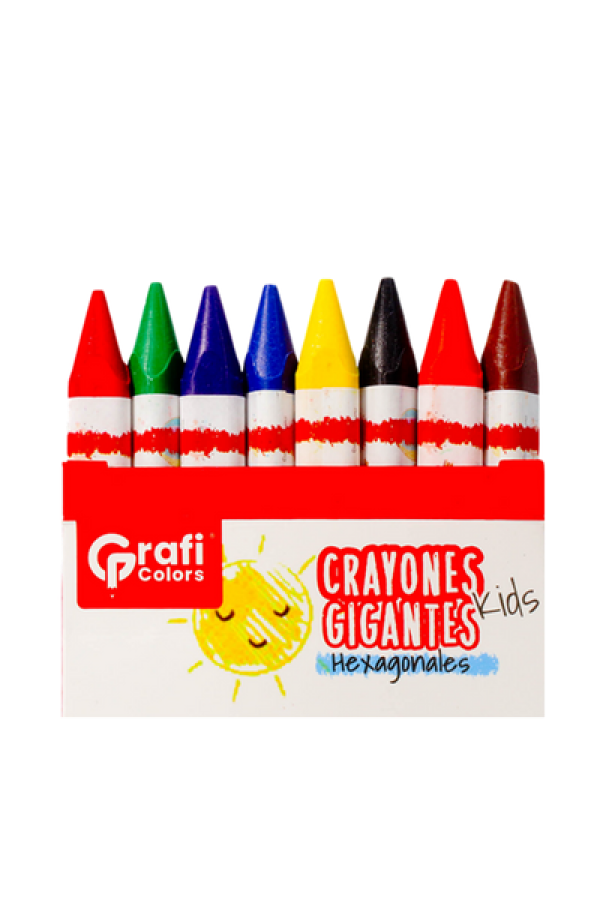 Crayones Grafi Colors Gigantes Kids Hexagonal x 8 Unidades
