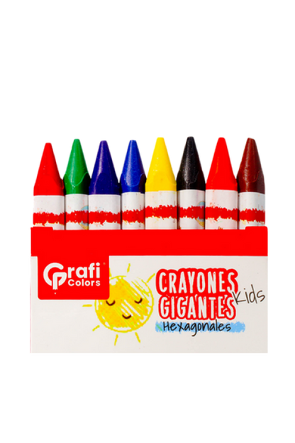 Crayones Grafi Colors Gigantes Kids Hexagonal x 8 Unidades