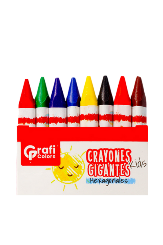 Crayones Grafi Colors Gigantes Kids Hexagonal x 8 Unidades