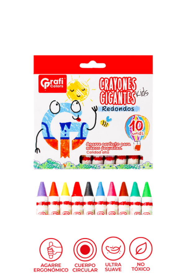 Crayones Grafi Colors Gigantes Redondos x 10 Unidades