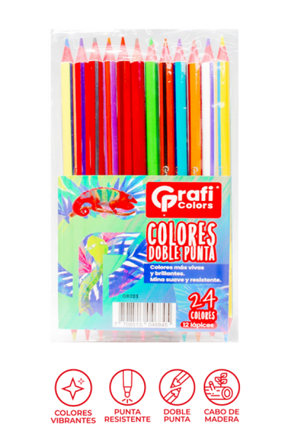 Colores Grafi Colors Doble Punta x 12 Unidades 24 Colores