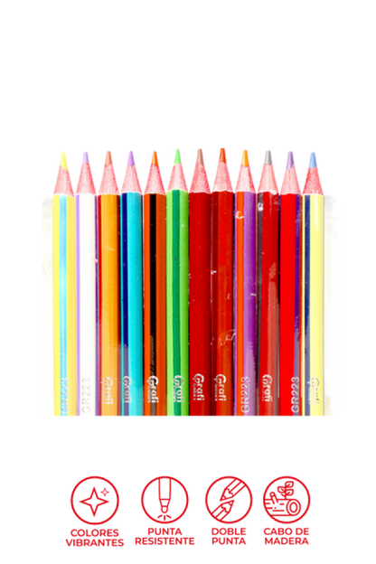 Colores Grafi Colors Doble Punta x 12 Unidades 24 Colores