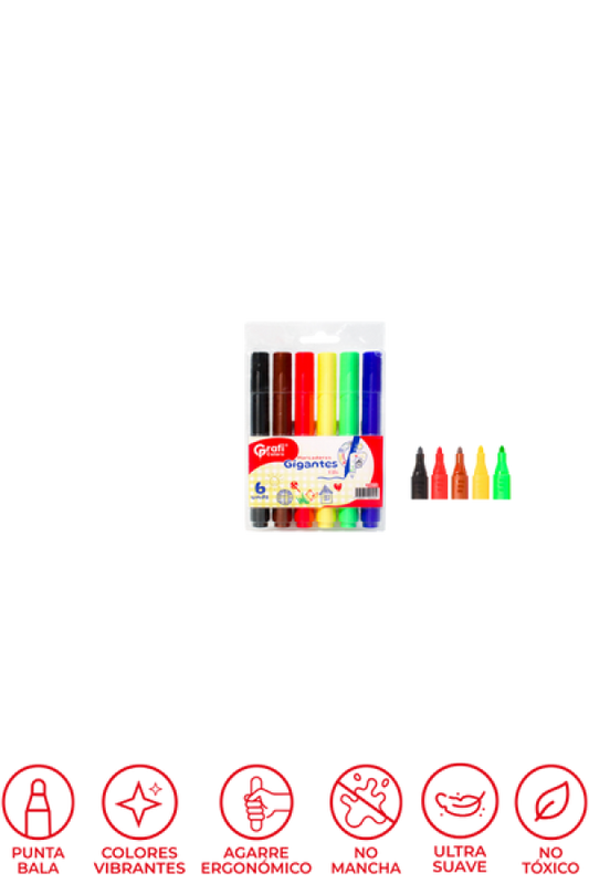 Plumones Gigantes Kids Grafi Colors Triangulares x 6 Unidades
