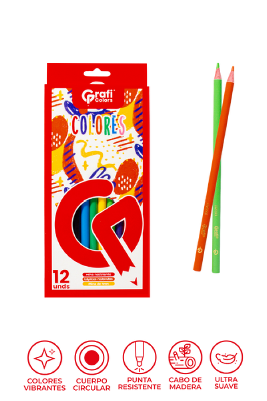 Colores Grafi Colors Largos x 12 Unidades