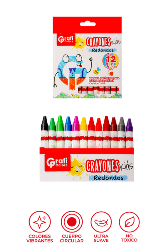 Crayones Grafi Colors Kids Redondos x 12 Unidades