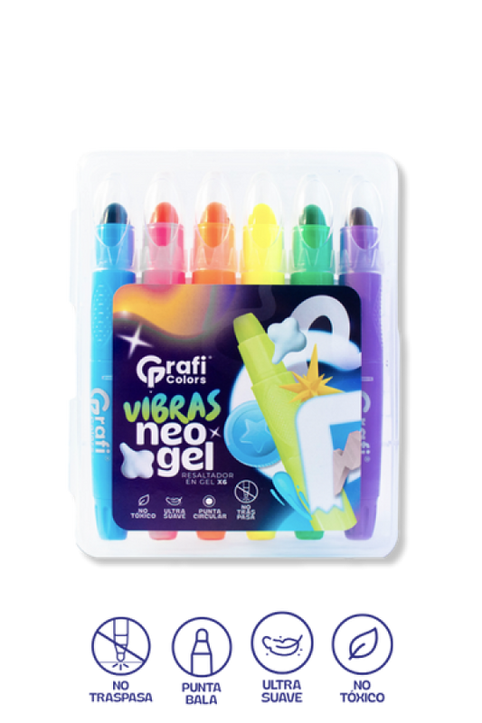 Resaltador en Gel Grafi Colors Neo Gel Color Neón x 6 Unidades